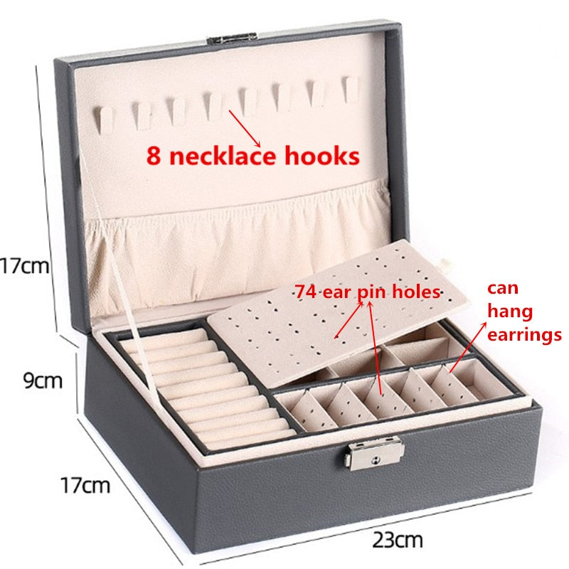 High Capacity Leather Jewelry Box