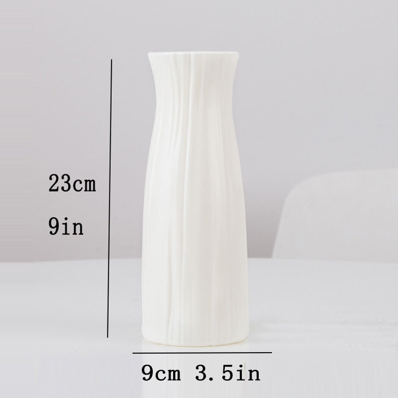 Plastic Flower Vase Decoration Home White Vases Imitation Ceramic Vase Flower Pot Decoration Nordic Style Flower Basket