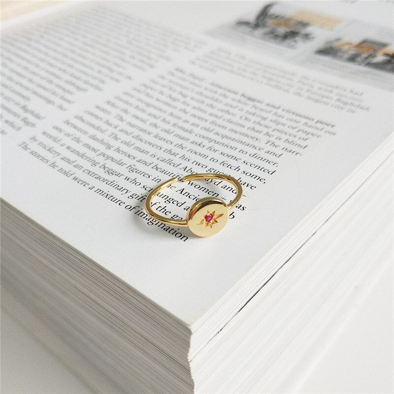 925 Sterling Silver Resizable Ring Moon Star