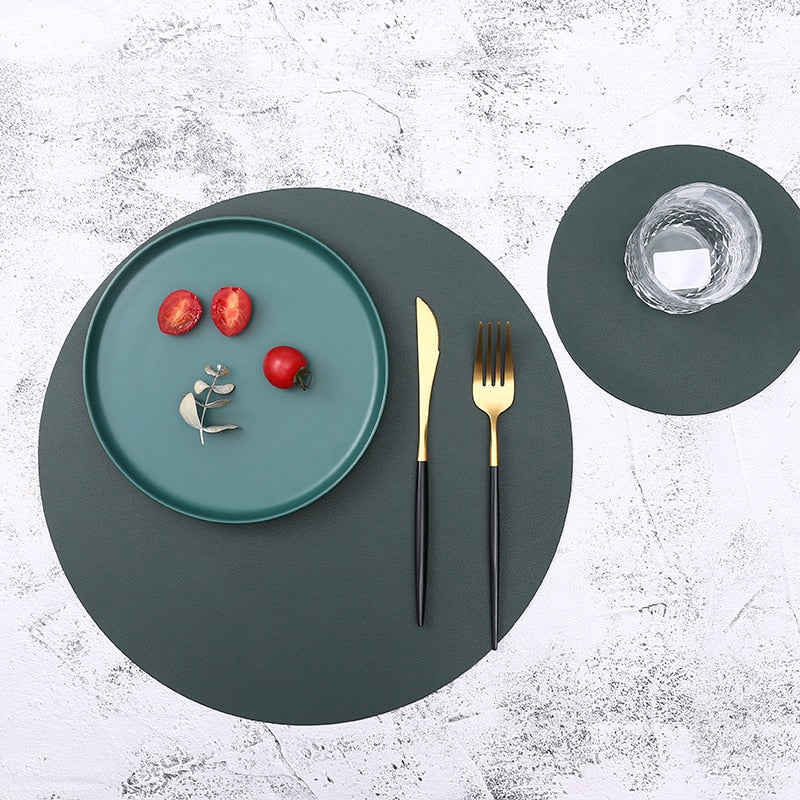 Insulation Oilproof Leather Placemat Western Food Mat Dining Tableware Table Mat Pads Bowl Cup Coaster Kitchen Accessorie