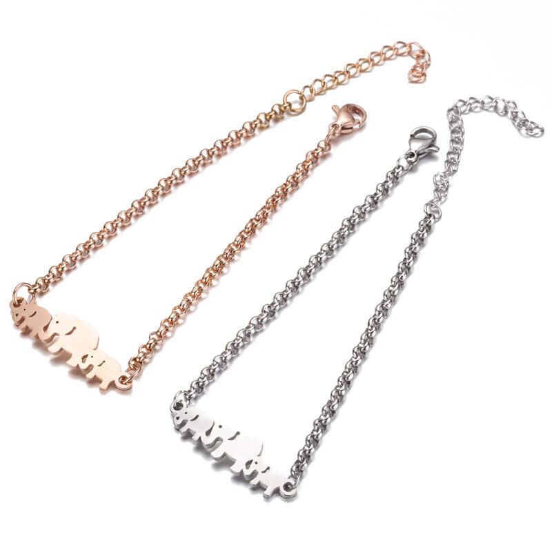 FENGLI Stainless Steel Jewelry Wedding Elephant Bracelet Lovely Animal Charm Bracelet Women Fashion Party Gifts