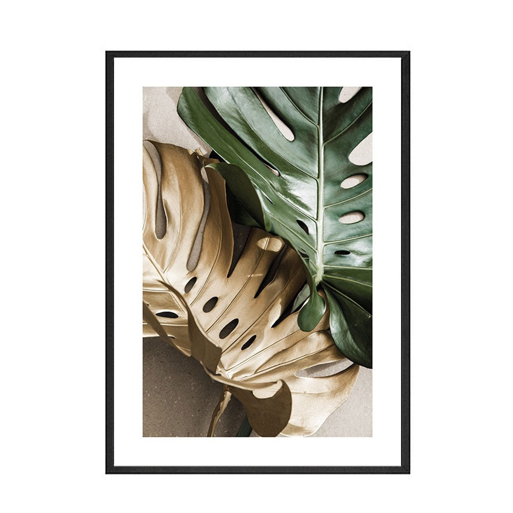 Green and Golden Leaves Scandinavian Wall Art - Little Eudora