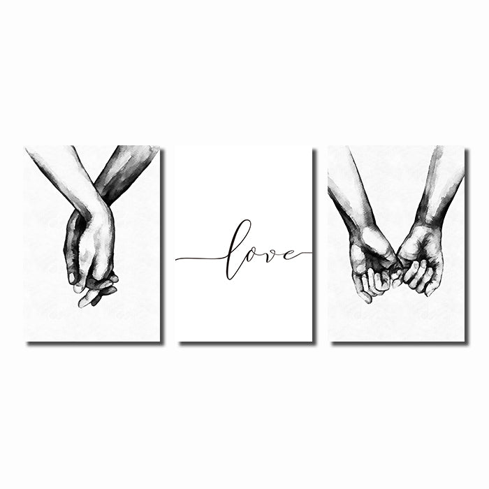 Black And White Holding Hands Wall Art - Little Eudora