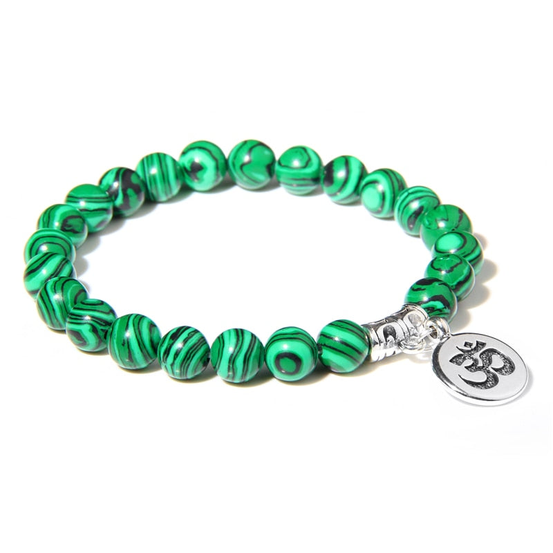 Handmade Natural Stone Lotus Ohm Buddha Beads Bracelet Pink Zebra Stone Lotus Charm Bracelet for Women Men Yoga  Jewelry Gifts