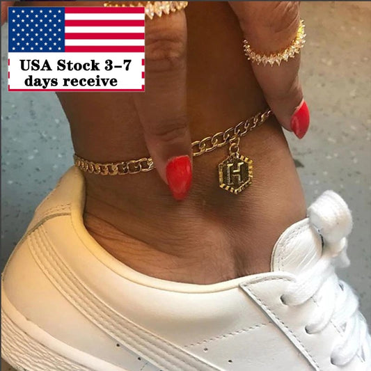 Ankle Bracelet for Women Bulk Gold Initial Stainless Steel Letter Leg Bracelet Ankle Bracelet A-Z Alphabet Anklet Leg Bracelet