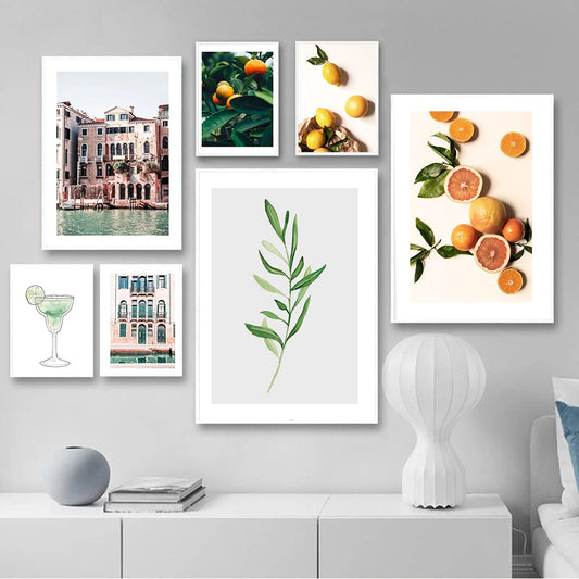 Green Leaf Fruit Poster Quotes Nordic Cocktail Wall Art