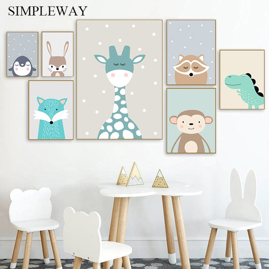 Cute Cartoon Baby Animal Penguin Monkey Nursery