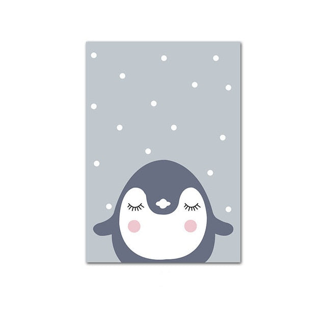 Cute Cartoon Baby Animal Penguin Monkey Nursery