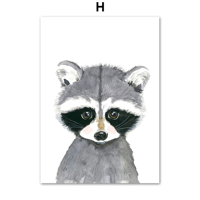 Elephant Zebra Fox Rabbit Bear Owl Giraffe Wall Art
