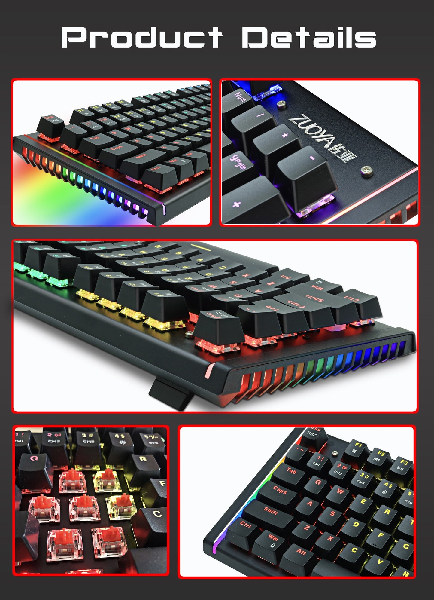Wired Mechanical Gaming Keyboard with Backlit Keys