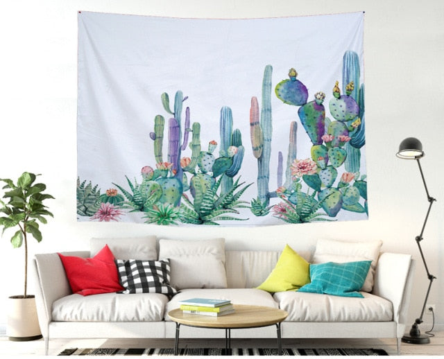 Cactus Watercolor Hanging Wall Tapestries