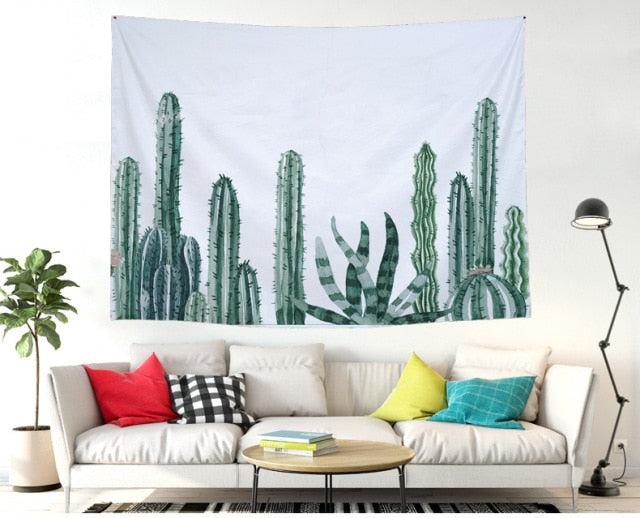Cactus Watercolor Hanging Wall Tapestries