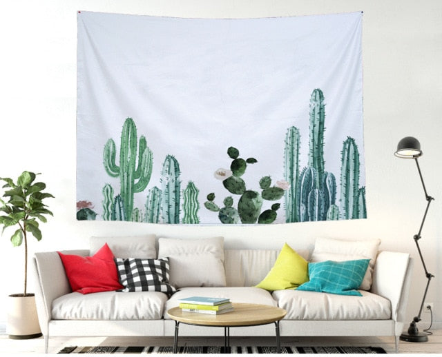 Cactus Watercolor Hanging Wall Tapestries
