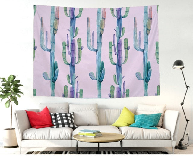 Cactus Watercolor Hanging Wall Tapestries