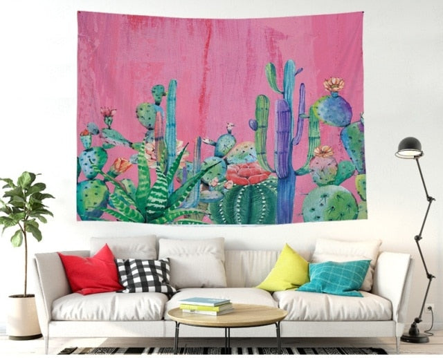 Cactus Watercolor Hanging Wall Tapestries