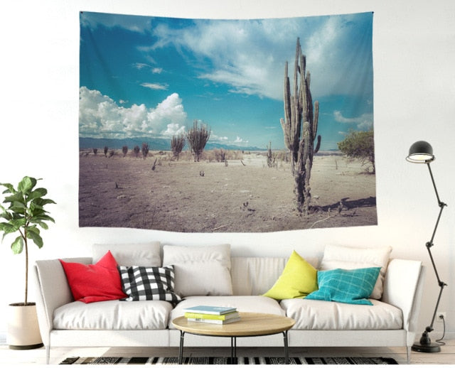 Cactus Watercolor Hanging Wall Tapestries