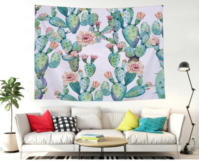 Cactus Watercolor Hanging Wall Tapestries