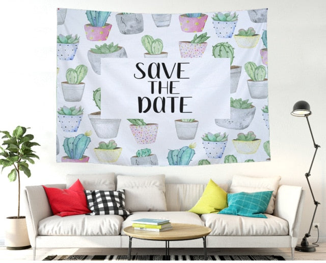 Cactus Watercolor Hanging Wall Tapestries