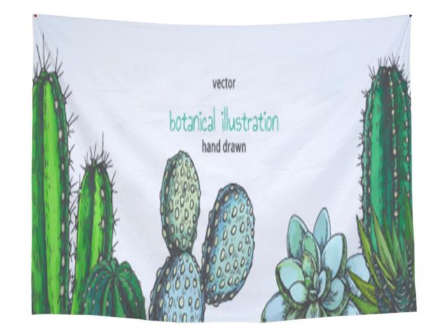 Cactus Watercolor Hanging Wall Tapestries