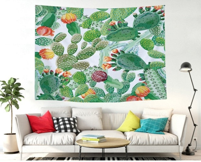 Cactus Watercolor Hanging Wall Tapestries